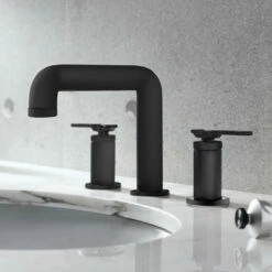 Crosswater Union WRAS Approved 3 Hole Basin Mixer Tap With Levers - Matt Black