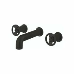 Crosswater Union WRAS Approved 3 Hole Wall Mounted Basin Mixer Tap With Wheels - Matt Black