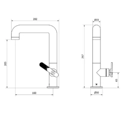 Crosswater Union Tall Basin Mixer Tap - Brushed Nickel 7 Crosswater Union Tall Basin Mixer Tap - Brushed Nickel -TAP WAREHOUSE Shop crosswater union tall basin tap technical drawing