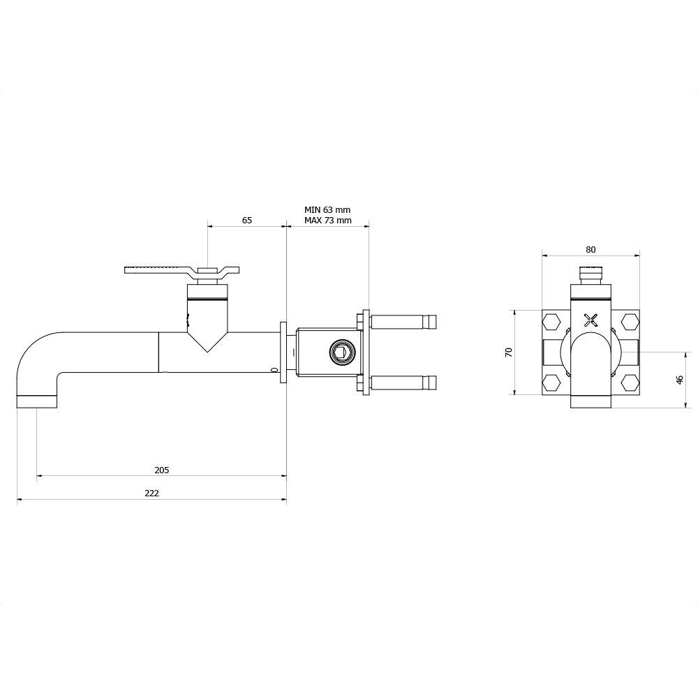 Crosswater Union WRAS Approved 1 Hole Wall Mounted Basin Mixer Tap - Matt Black 4 Crosswater Union WRAS Approved 1 Hole Wall Mounted Basin Mixer Tap - Matt Black - Image 2