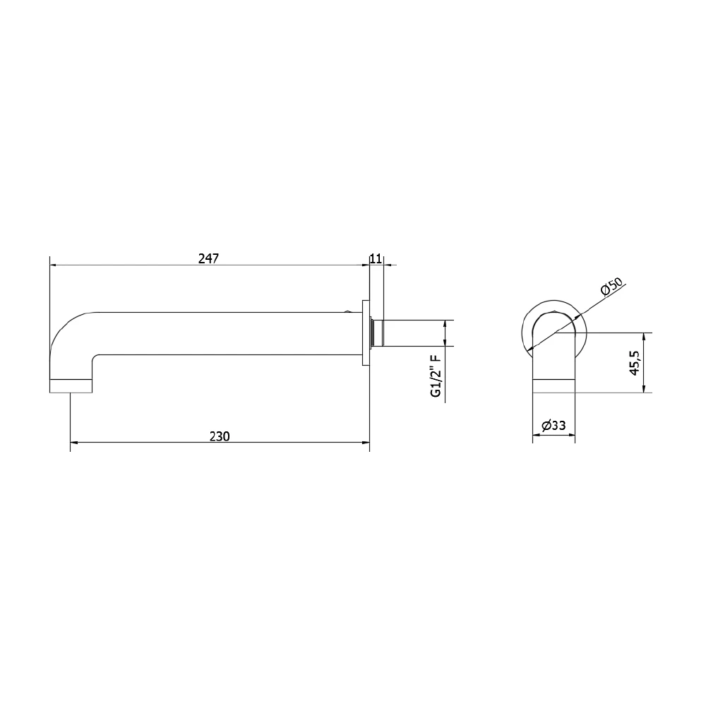 Crosswater Union Wall Mounted Bath Spout - Matt Black 4 Crosswater Union Wall Mounted Bath Spout - Matt Black - Image 2