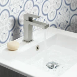 Crosswater Verge Basin Monobloc Mixer Tap - Matt Black -TAP WAREHOUSE Shop crosswater verge basin mono mixer tap stainless steel lifestyle