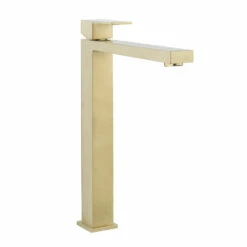 Crosswater Verge Tall Basin Monobloc Mixer Tap - Matt Black -TAP WAREHOUSE Shop crosswater verge basin tall mixer tap brushed brass cutout