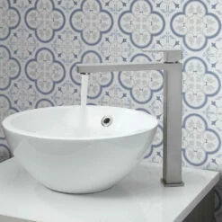 Crosswater Verge Tall Basin Monobloc Mixer Tap - Matt Black -TAP WAREHOUSE Shop crosswater verge basin tall mixer tap stainless steel lifestyle