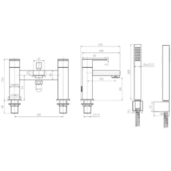 Crosswater Verge Bath Shower Mixer Tap & Kit - Brushed Brass 11 Crosswater Verge Bath Shower Mixer Tap & Kit - Brushed Brass -TAP WAREHOUSE Shop crosswater verge bath shower mixer kit tech drawing