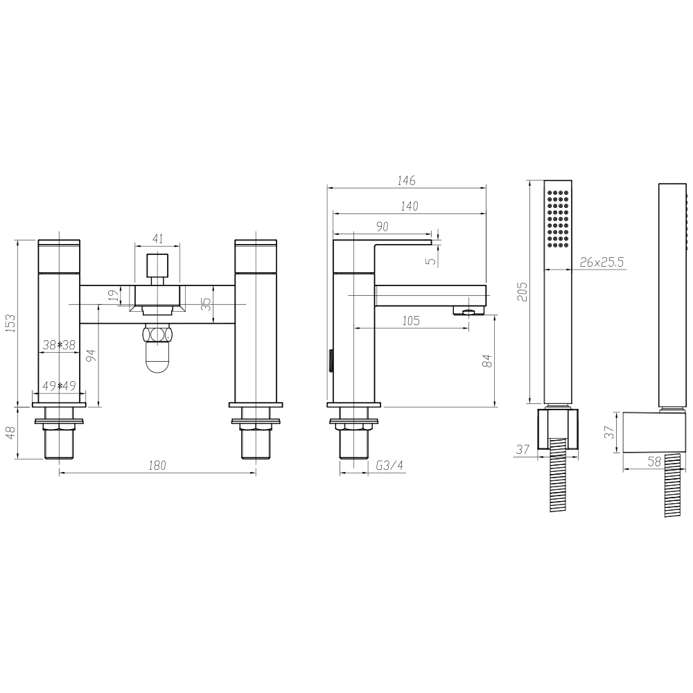 Crosswater Verge Bath Shower Mixer Tap & Kit - Brushed Brass 7 Crosswater Verge Bath Shower Mixer Tap & Kit - Brushed Brass - Image 5