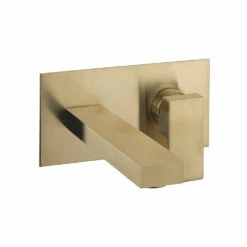 Crosswater Verge 2 Hole Wall Mounted Basin Mixer Tap - Brushed Brass -TAP WAREHOUSE Shop crosswater verge wall mounted basin tap brushed brass cutout