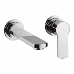 Crosswater Wisp Wall Mounted Basin Valve & Spout Set - Matt Black -TAP WAREHOUSE Shop crosswater wisp 2 hole wall basin mixer tap