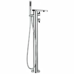 Crosswater Wisp Thermostatic Floorstanding Bath Shower Mixer With Shower Kit - Matt Black