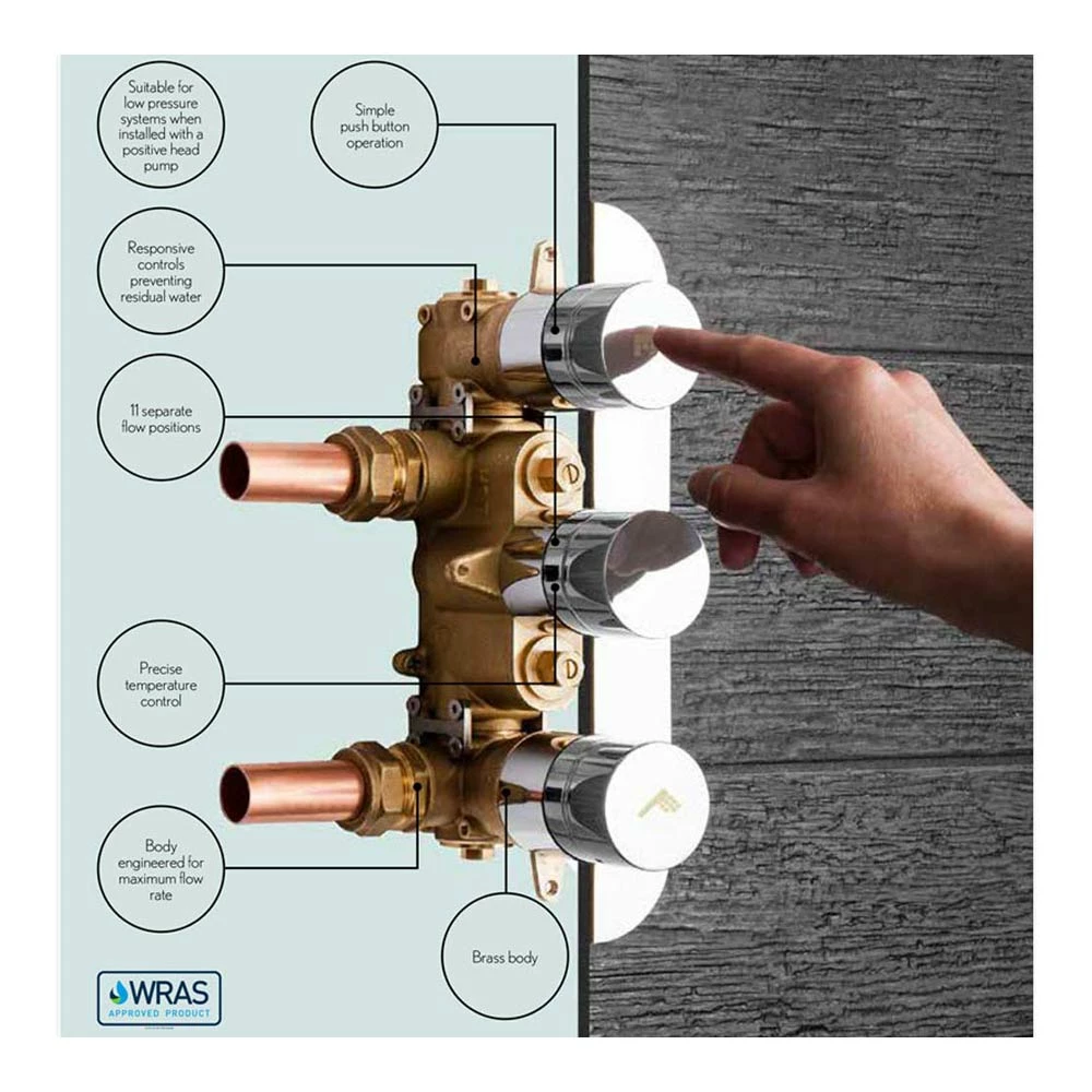 Crosswater Dial Pier Concealed Valve 2 Control With Fixed Shower Head And Designer Handset 4 Crosswater Dial Pier Concealed Valve 2 Control With Fixed Shower Head And Designer Handset - Image 2