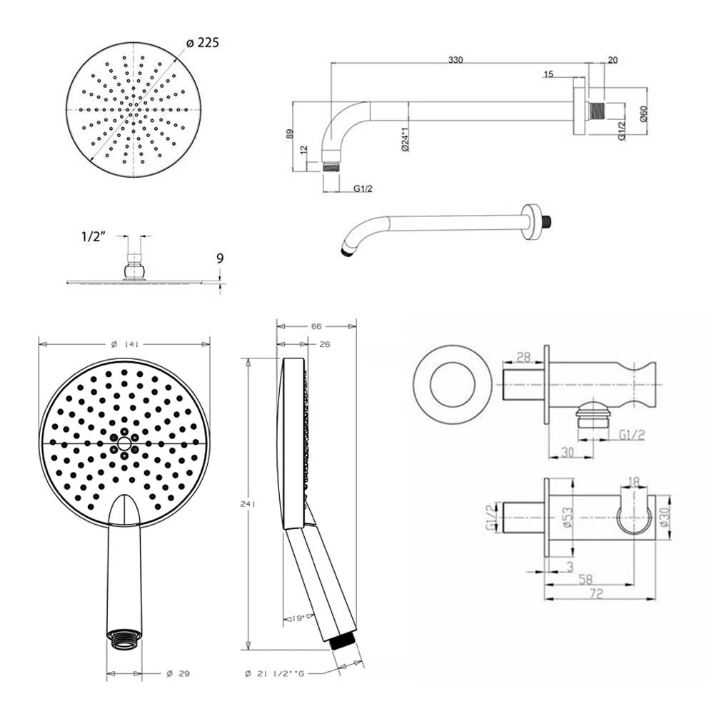 Crosswater Dial Pier Concealed Valve 2 Control With Fixed Shower Head And Ethos Handset 7 Crosswater Dial Pier Concealed Valve 2 Control With Fixed Shower Head And Ethos Handset - Image 5