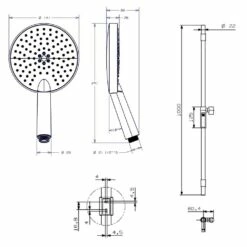 Crosswater Dial Pier Concealed Valve With Slide Rail Kit And 3 Mode Shower Handset -TAP WAREHOUSE Shop crswtr dial pier 9 dimensions
