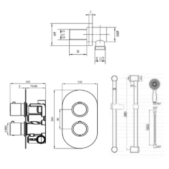 Dahlia Concealed Thermostatic Shower Valve & Slide Rail Kit 7 Dahlia Concealed Thermostatic Shower Valve & Slide Rail Kit -TAP WAREHOUSE Shop dahlia thermostatic valve slide rail kit tech v2