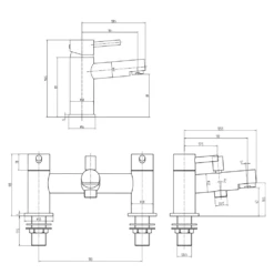 Vellamo Twist Basin Mixer And Bath Shower Mixer Pack 11 Vellamo Twist Basin Mixer And Bath Shower Mixer Pack -TAP WAREHOUSE Shop dal001 002 technical