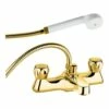Deva Profile Gold Deck Mounted Bath Shower Mixer With Handset Kit -TAP WAREHOUSE Shop dcm106 501 dcm taps bath filler hose handset combinations deva image 1