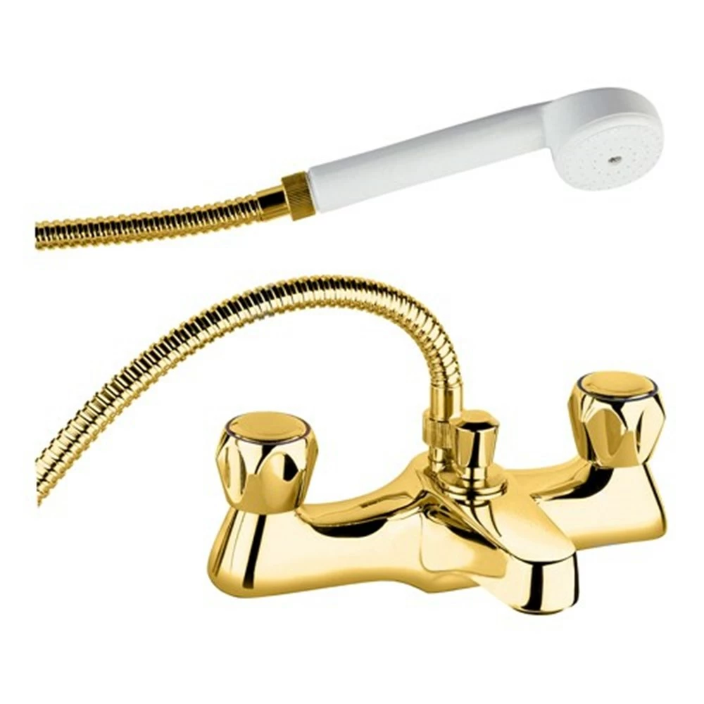 Deva Profile Gold Deck Mounted Bath Shower Mixer With Handset Kit 3 Deva Profile Gold Deck Mounted Bath Shower Mixer With Handset Kit