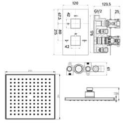 Delilah Concealed Thermostatic Shower Valve & ABS Fixed Shower Head - 360mm Ceiling Shower Arm -TAP WAREHOUSE Shop delilah shower valve abs shower head tech