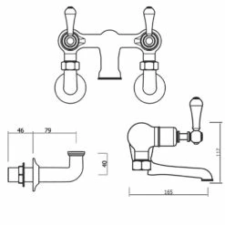Crosswater Belgravia Lever Wall Mounted Bath Filler With Exposed Valves 7 Crosswater Belgravia Lever Wall Mounted Bath Filler With Exposed Valves -TAP WAREHOUSE Shop dimensions crosswater bl322dc lv bl004wc