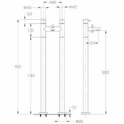 Crosswater Kai Lever Floor Standing Bath Shower Mixer With Handset Kit 9 Crosswater Kai Lever Floor Standing Bath Shower Mixer With Handset Kit -TAP WAREHOUSE Shop dimensions crosswater kl422dc aa002fc