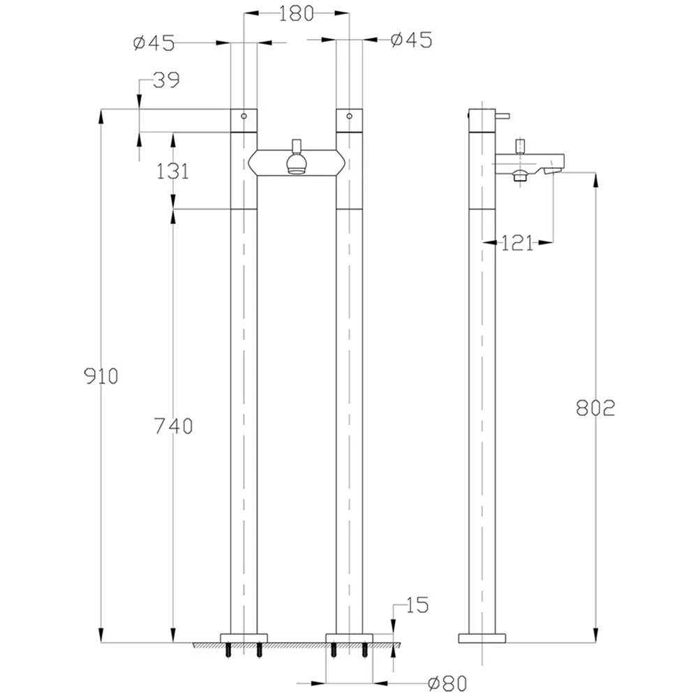 Crosswater Kai Lever Floor Standing Bath Shower Mixer With Handset Kit 6 Crosswater Kai Lever Floor Standing Bath Shower Mixer With Handset Kit - Image 4