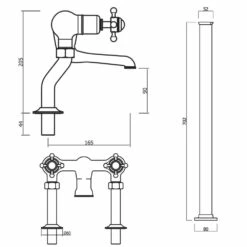 Crosswater Belgravia Crosshead Floor Standing Bath Filler - Unlacquered Brass 13 Crosswater Belgravia Crosshead Floor Standing Bath Filler - Unlacquered Brass -TAP WAREHOUSE Shop dimensions crosswater bl322dc bl002fc.jpg