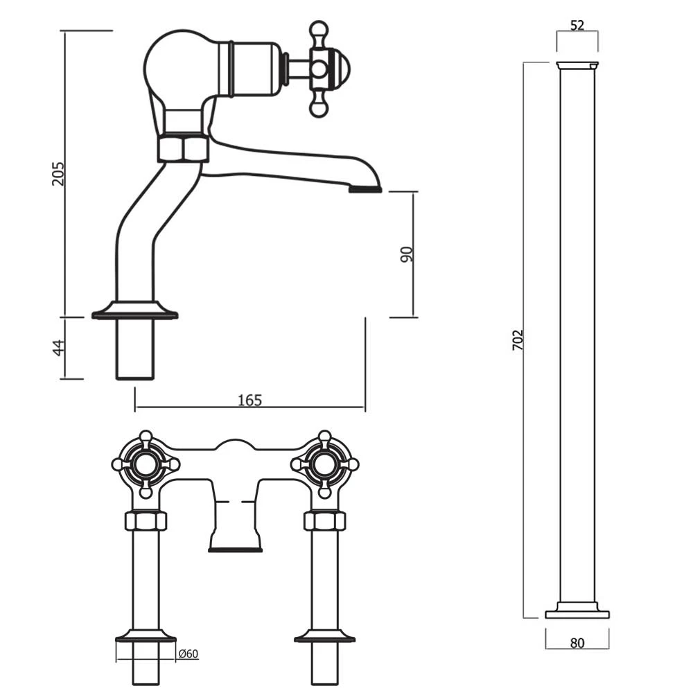 Crosswater Belgravia Crosshead Floor Standing Bath Filler - Unlacquered Brass 8 Crosswater Belgravia Crosshead Floor Standing Bath Filler - Unlacquered Brass - Image 6