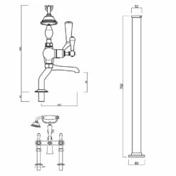 Crosswater Belgravia Lever Floor Standing Bath Shower Mixer With Handset Kit 15 Crosswater Belgravia Lever Floor Standing Bath Shower Mixer With Handset Kit -TAP WAREHOUSE Shop dimensions crosswater bl422dc lv bl002fc