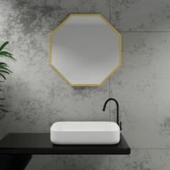 Origins Living Docklands Octagon Mirror 600 X 600mm - Brushed Brass -TAP WAREHOUSE Shop docklands octagon mirror brushed brass lifestyle1
