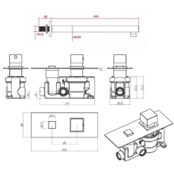 Dominic Concealed Thermostatic Push Button Shower Valve & Fixed Shower Head - 300mm Wall Arm - 300mm Head -TAP WAREHOUSE Shop dominic concealed 1 outlet shower set technical 1