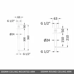 Adele Concealed Shower Valve, Fixed Head & Shower Handset - 300mm Arm 14 Adele Concealed Shower Valve, Fixed Head & Shower Handset - 300mm Arm -TAP WAREHOUSE Shop dr addison concealed shower kit 2 arms technical drawing5B35D