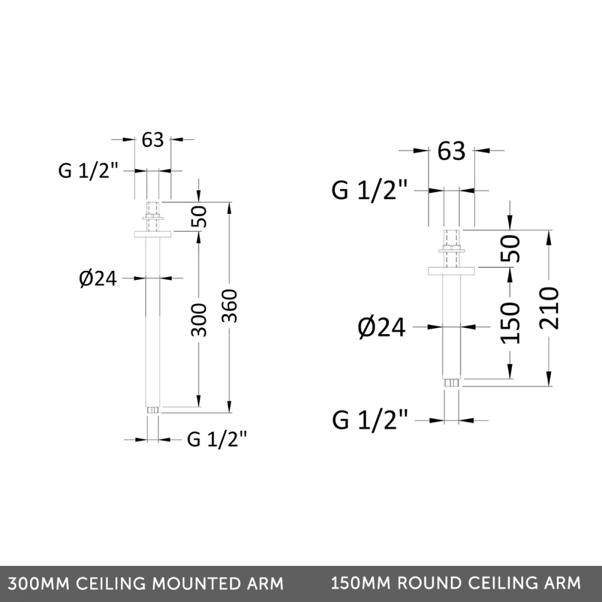 Adele Concealed Shower Valve, Fixed Head & Shower Handset - 300mm Arm 8 Adele Concealed Shower Valve, Fixed Head & Shower Handset - 300mm Arm - Image 6