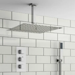 James Concealed Shower Valve, Fixed Head & Shower Handset Kit - 180mm Arm