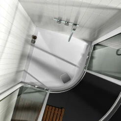 Drench 25mm Wafer Thin Luxury Stone Quadrant Shower Tray - 900x900 8 Drench 25mm Wafer Thin Luxury Stone Quadrant Shower Tray - 900x900 -TAP WAREHOUSE Shop drench 25 thin stone quadrant shower tray lifestyle 2