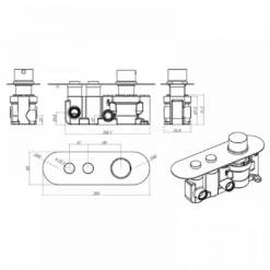 Amy Concealed Thermostatic Shower Valve, Fixed Head & Overflow Bath Filler - Vellamo Twist 345mm Wall Mounted Shower Arm - 200mm Shower Head -TAP WAREHOUSE Shop drench amy concealed thermostatic valve 260mm tech
