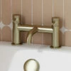 Core Deck Mounted Bath Filler - Brushed Brass 2 Core Deck Mounted Bath Filler - Brushed Brass -TAP WAREHOUSE Shop drench core bath filler brushed brass angle zoom