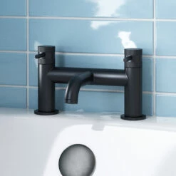 Core Deck Mounted Bath Filler - Brushed Brass 16 Core Deck Mounted Bath Filler - Brushed Brass -TAP WAREHOUSE Shop drench core bath filler matt black angle 2