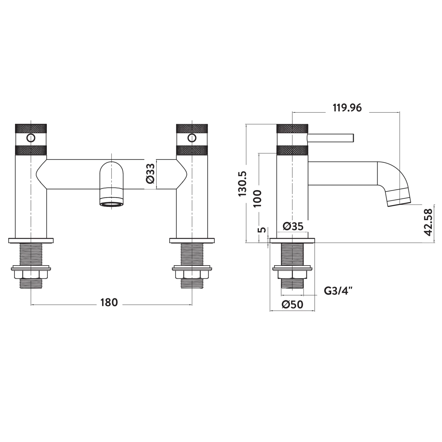 Core Deck Mounted Bath Filler - Brushed Brass 13 Core Deck Mounted Bath Filler - Brushed Brass - Image 11