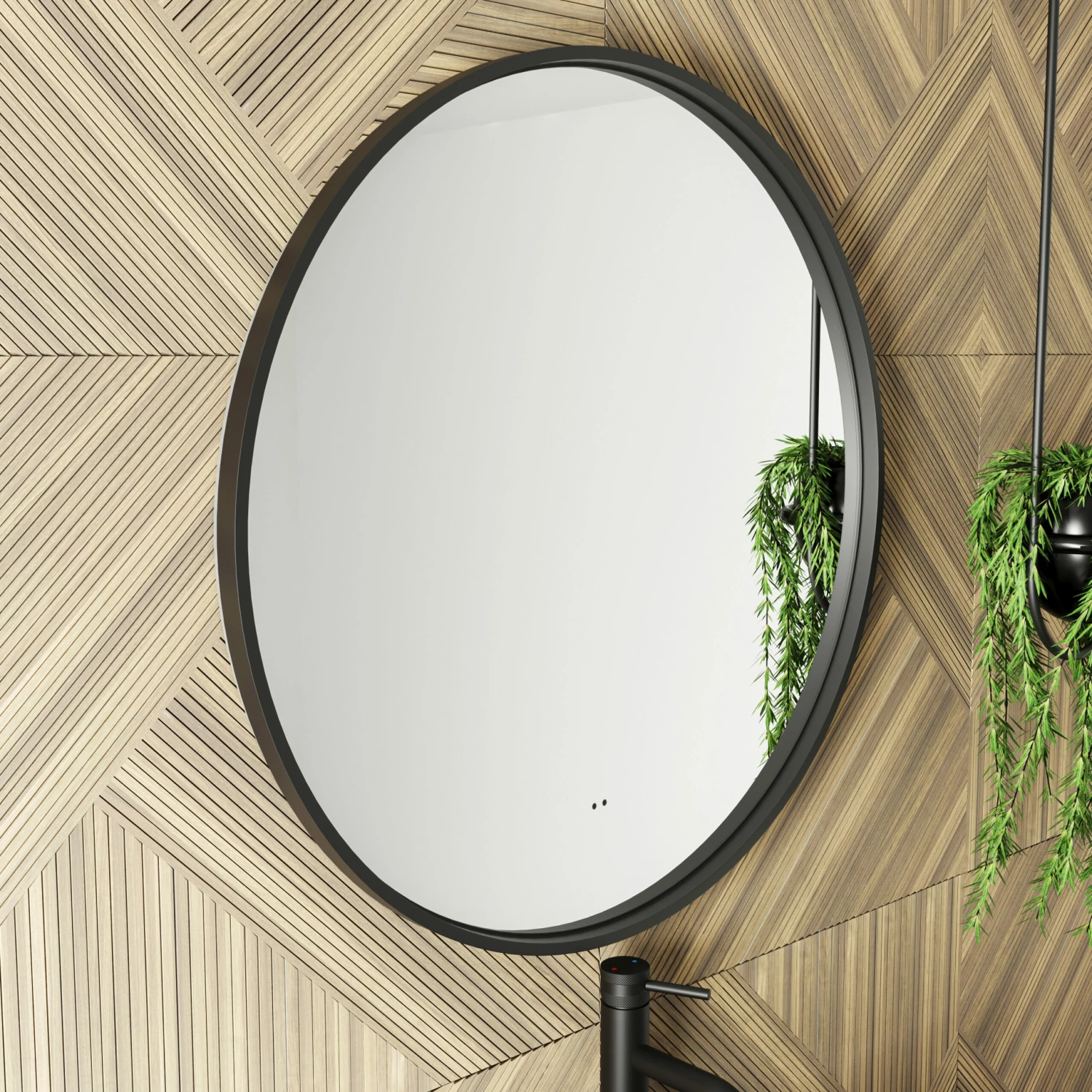 Core LED Illuminated Round Brushed Brass Framed Mirror With Demister Pad & Colour Change Lights - 600mm 7 Core LED Illuminated Round Brushed Brass Framed Mirror With Demister Pad & Colour Change Lights - 600mm - Image 5