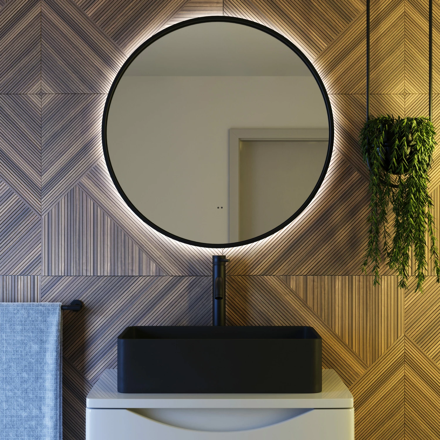 Core LED Illuminated Round Brushed Brass Framed Mirror With Demister Pad & Colour Change Lights - 600mm 3 Core LED Illuminated Round Brushed Brass Framed Mirror With Demister Pad & Colour Change Lights - 600mm