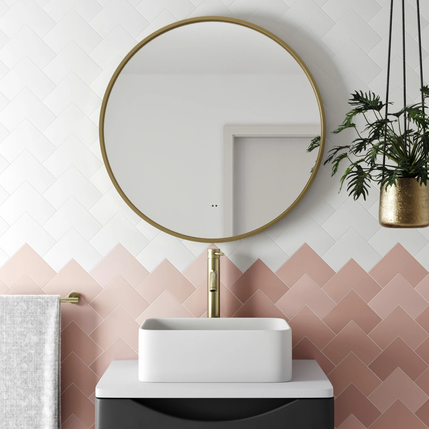 Core LED Illuminated Round Brushed Brass Framed Mirror With Demister Pad & Colour Change Lights - 600mm 11 Core LED Illuminated Round Brushed Brass Framed Mirror With Demister Pad & Colour Change Lights - 600mm - Image 9