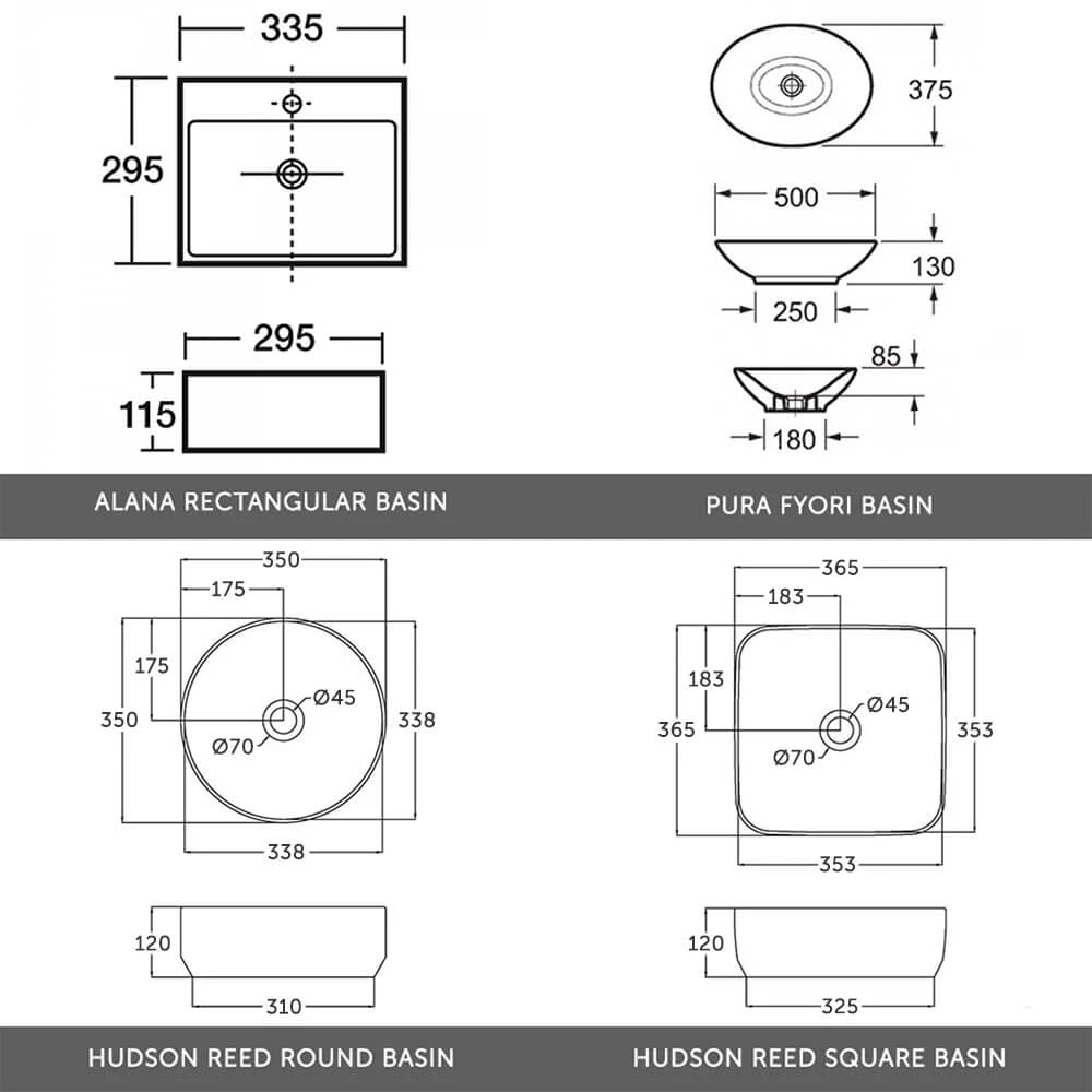 Emily 500mm Floorstanding Unit And Countertop - Gloss White - Square Hudson Reed Countertop Basin 14 Emily 500mm Floorstanding Unit And Countertop - Gloss White - Square Hudson Reed Countertop Basin - Image 12