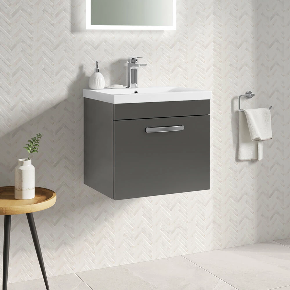 Emily 500mm Wall Mounted 1 Drawer Vanity Unit & Mid-Edged Basin - Hacienda Black 7 Emily 500mm Wall Mounted 1 Drawer Vanity Unit & Mid-Edged Basin - Hacienda Black - Image 5