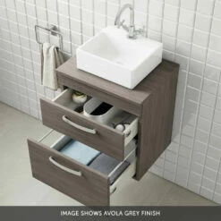 Emily 600mm Wall Mounted 2 Drawer Unit And Countertop - Natural Oak - Hudson Reed Rectangular Countertop Basin 19 Emily 600mm Wall Mounted 2 Drawer Unit And Countertop - Natural Oak - Hudson Reed Rectangular Countertop Basin -TAP WAREHOUSE Shop drench emily avola grey finish 500 draws
