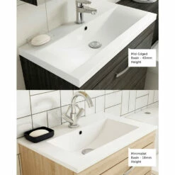 Emily 600mm Wall Mounted 1 Drawer Vanity Unit & Mid-Edged Basin - Natural Oak -TAP WAREHOUSE Shop drench emily basin a 40mm basin b 18mm options overlays 3
