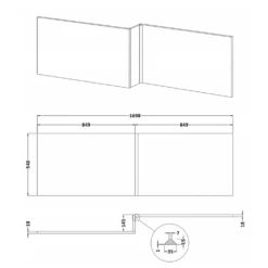 Emily L-Shaped Square Front Bath Panel - Gloss Grey 17 Emily L-Shaped Square Front Bath Panel - Gloss Grey -TAP WAREHOUSE Shop drench emily front bath panel 540mm tech drawing