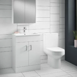 Jack Minimalist 600mm White Gloss Floor Standing Vanity Unit & Basin