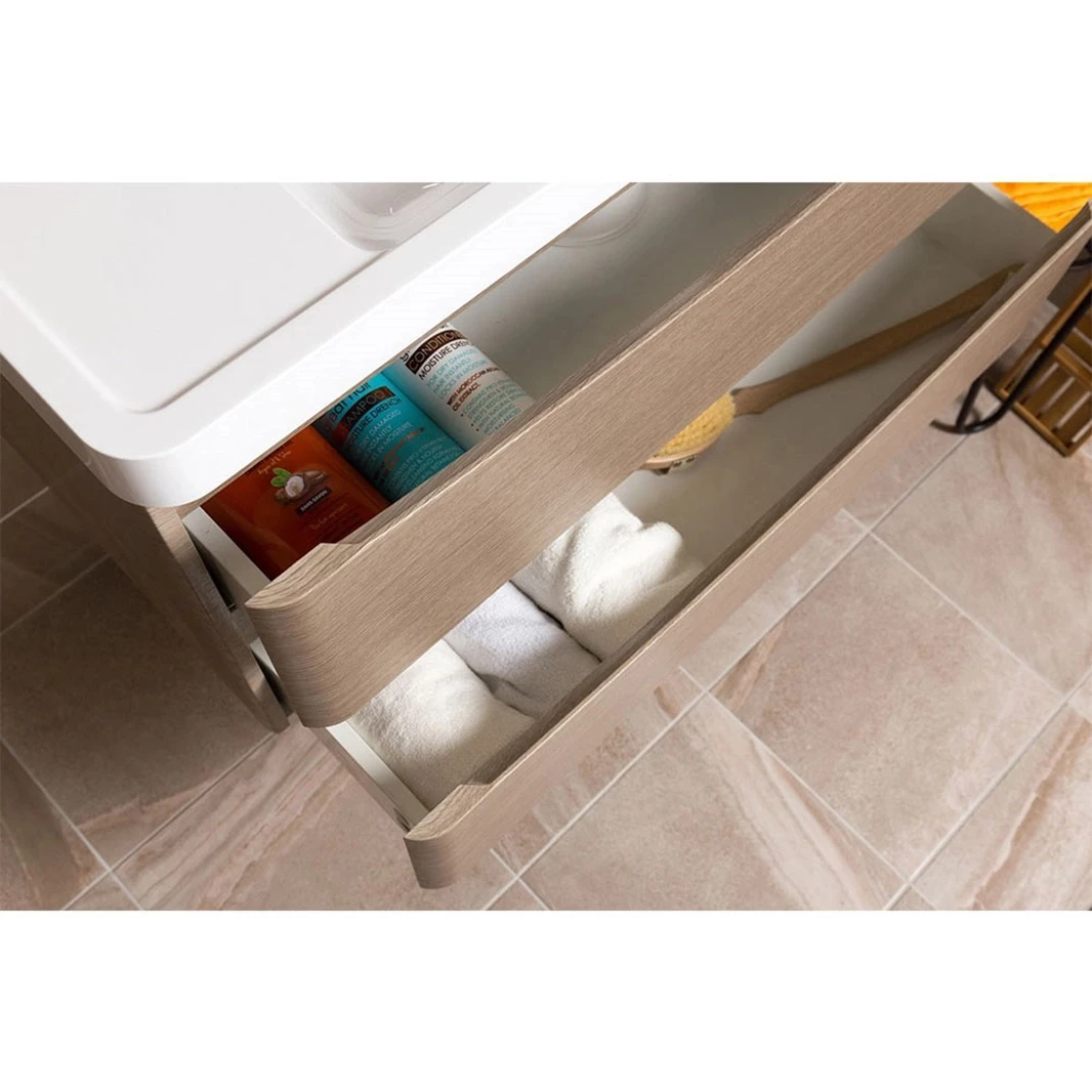 Maia 1200mm Wall Mounted Gloss White Vanity Unit & Opal White Glass Double Basin 11 Maia 1200mm Wall Mounted Gloss White Vanity Unit & Opal White Glass Double Basin - Image 9