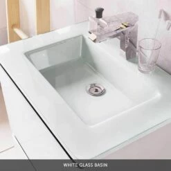 Maia 1200mm Wall Mounted Gloss White Vanity Unit & Opal White Glass Double Basin 21 Maia 1200mm Wall Mounted Gloss White Vanity Unit & Opal White Glass Double Basin -TAP WAREHOUSE Shop drench maia white glass basin lifestyle