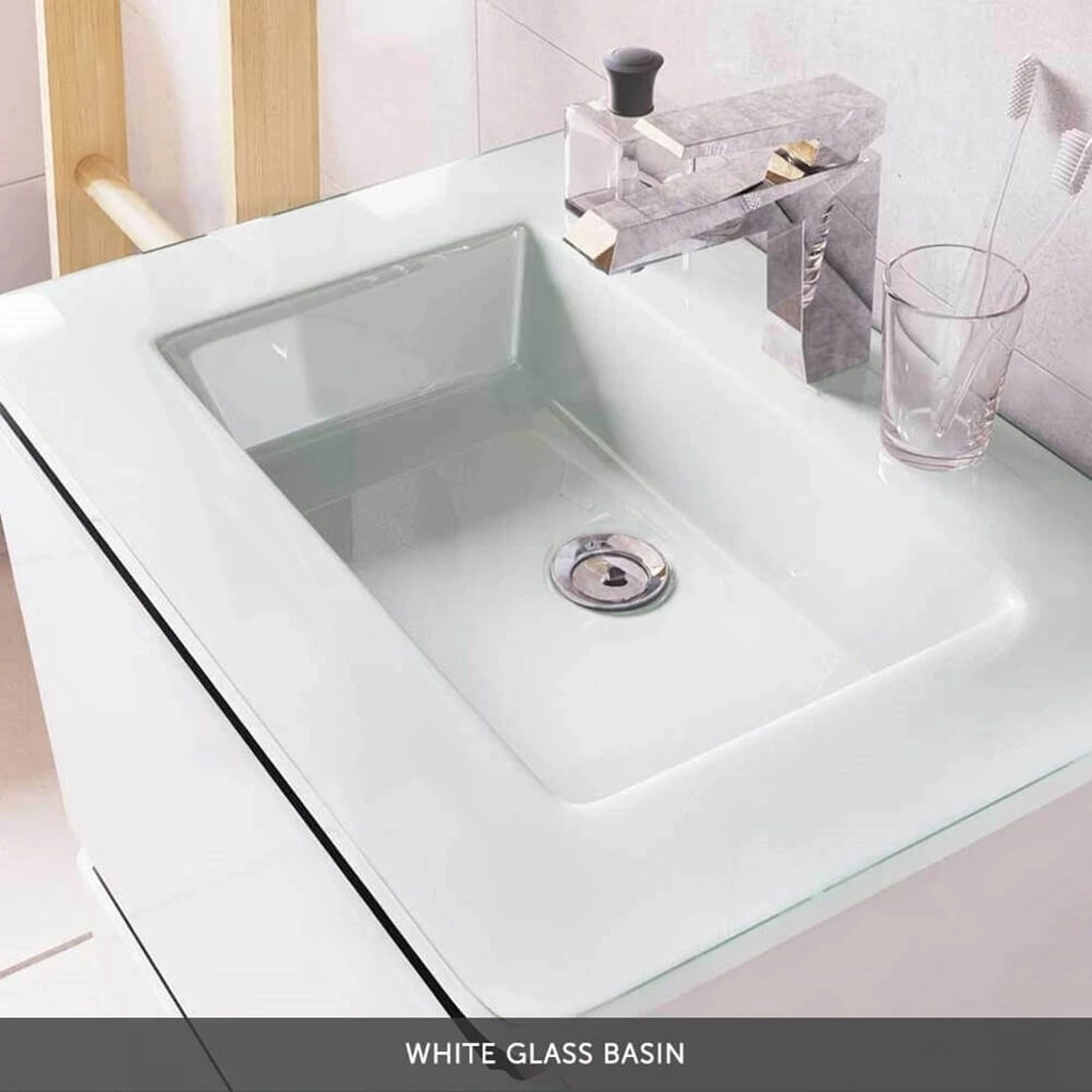 Maia 1200mm Wall Mounted Gloss White Vanity Unit & Opal White Glass Double Basin 10 Maia 1200mm Wall Mounted Gloss White Vanity Unit & Opal White Glass Double Basin - Image 8