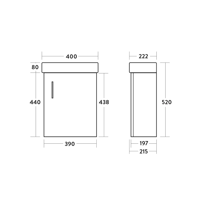 Maisie Compact 400mm Mini Cloakroom Wall Hung Vanity Unit With Black Handle & Basin - Gloss White 8 Maisie Compact 400mm Mini Cloakroom Wall Hung Vanity Unit With Black Handle & Basin - Gloss White - Image 6